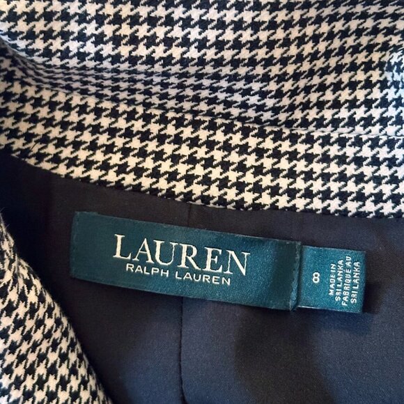 Ralph Lauren Women's Size 8 Black White Cotton Houndstooth Jacket Blazer Classic - Picture 3 of 11